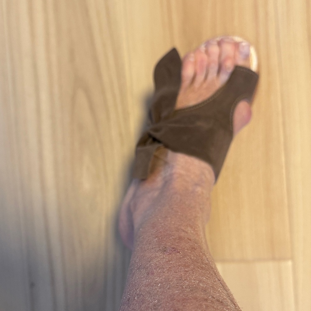 Brown Suede Open-Toe Sandals